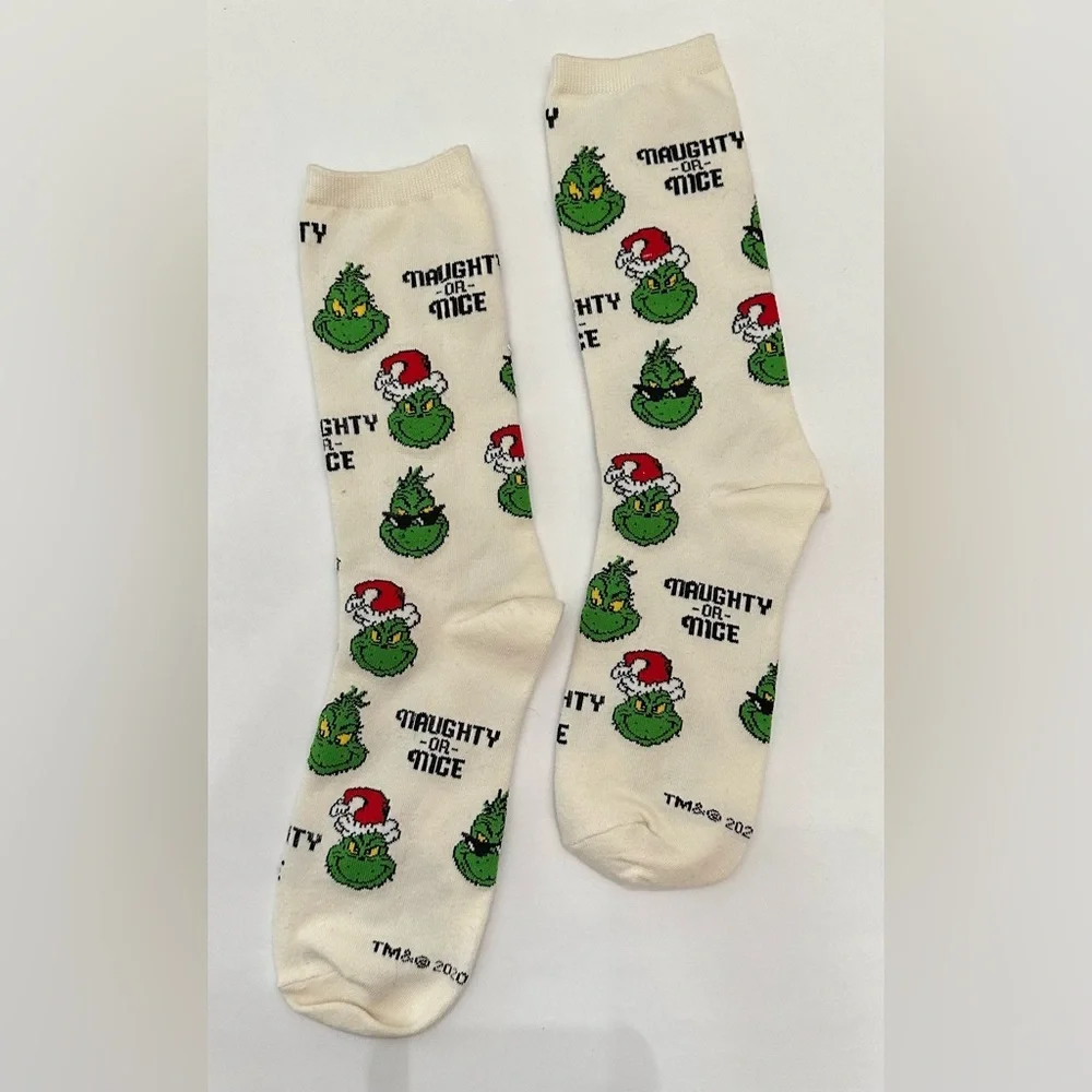 NWOT American Eagle The Grinch Crew Sock in White One Size